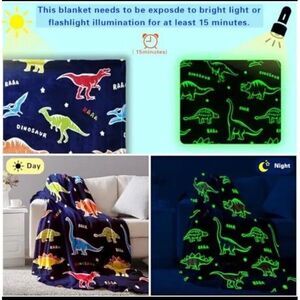 Glow in The Dark Dinosaur Blankets Gifts, Soft Cozy Flannel Kids Throw dinosaur